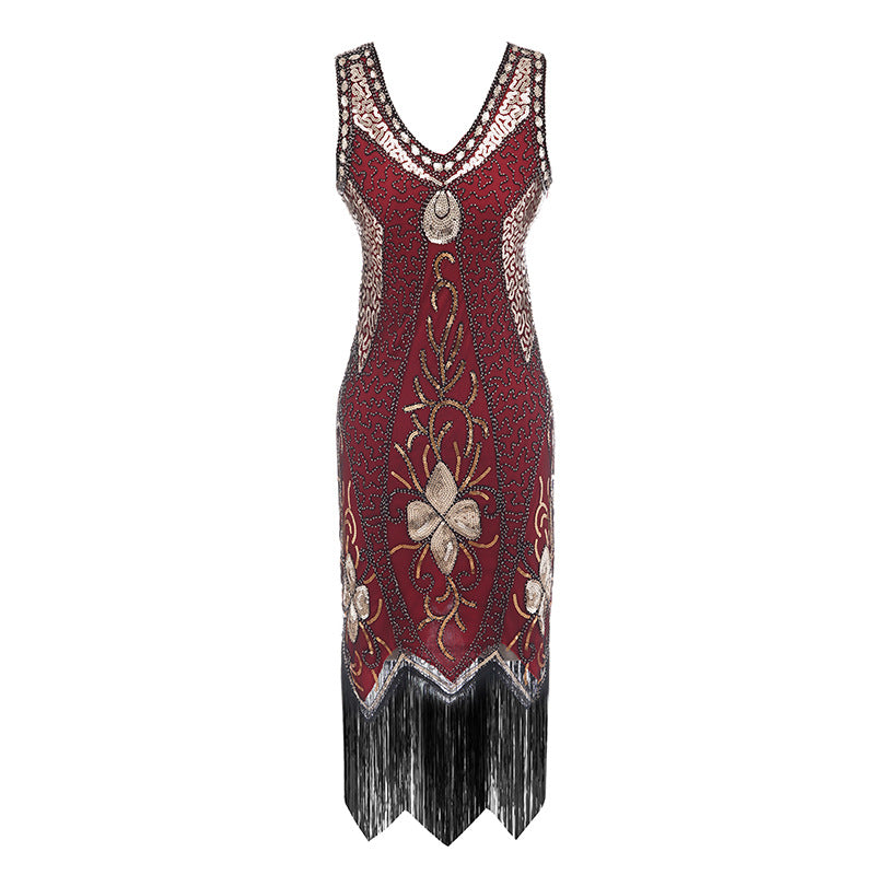 Sequined Hand-woven Tassel Evening Dress