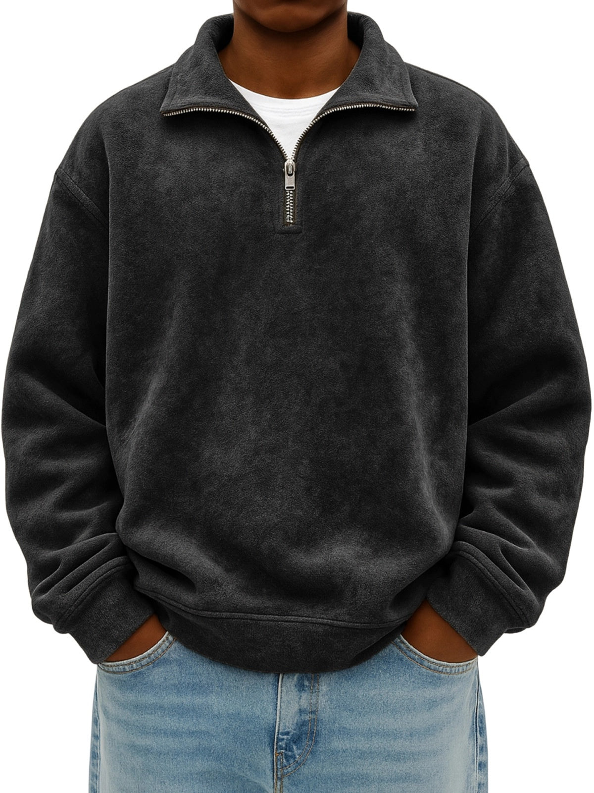 New Stand Collar Loose Drop Shoulder Men's Sweatshirt
