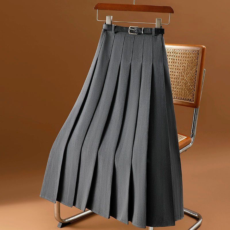 Gray Mid-length Suit Skirt For Women