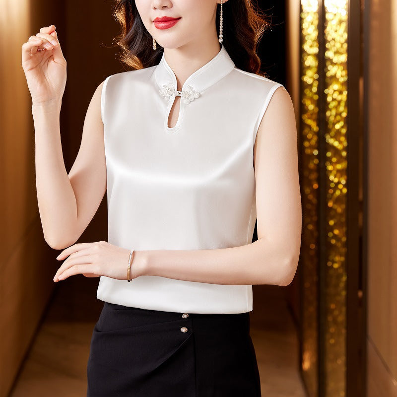 Retro National Style Buckle Inner Wear Outer Wear Bottoming Shirt Top