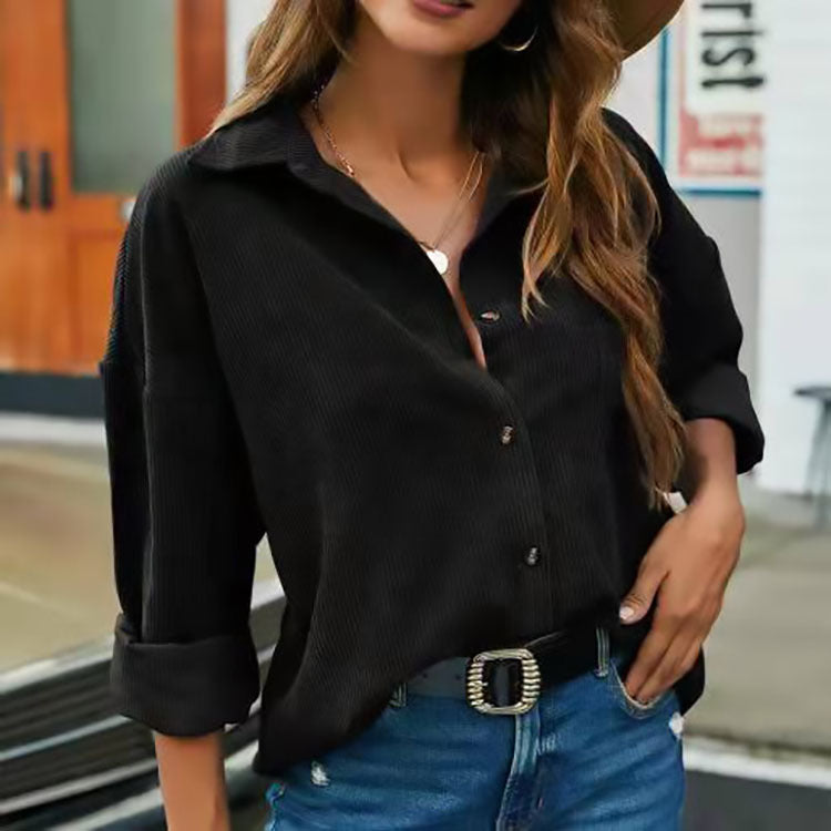 Fashion Solid Color Long Sleeve Shirt For Women