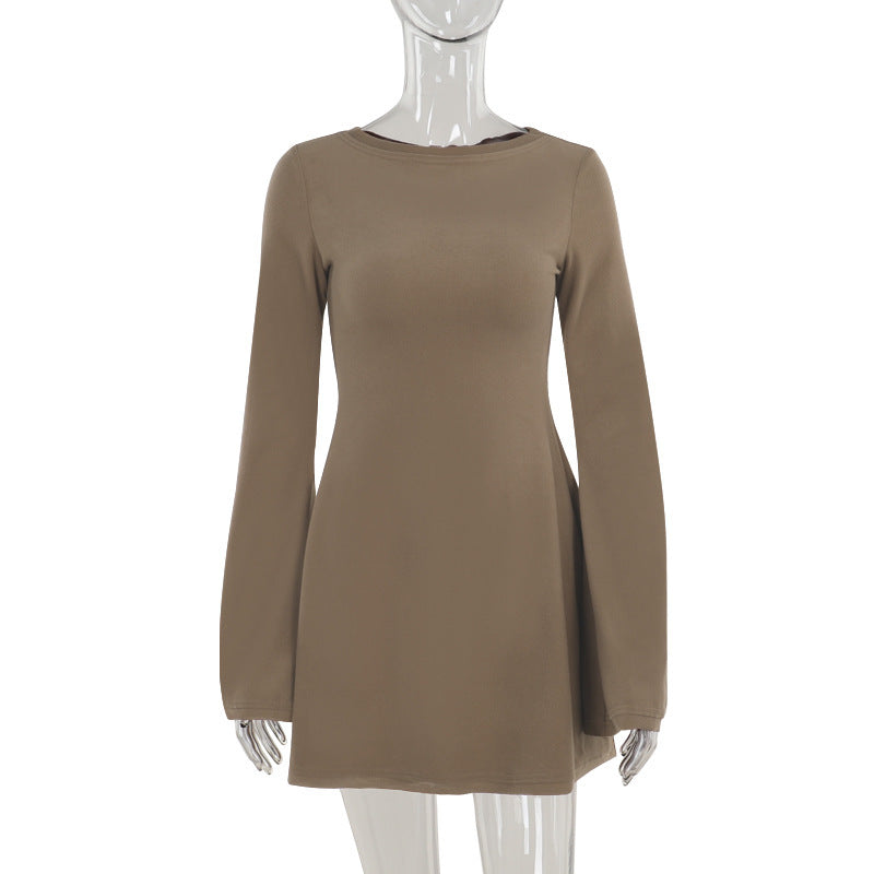 Fashionable Elegant Slim Basic Woolen Long Sleeve Dress