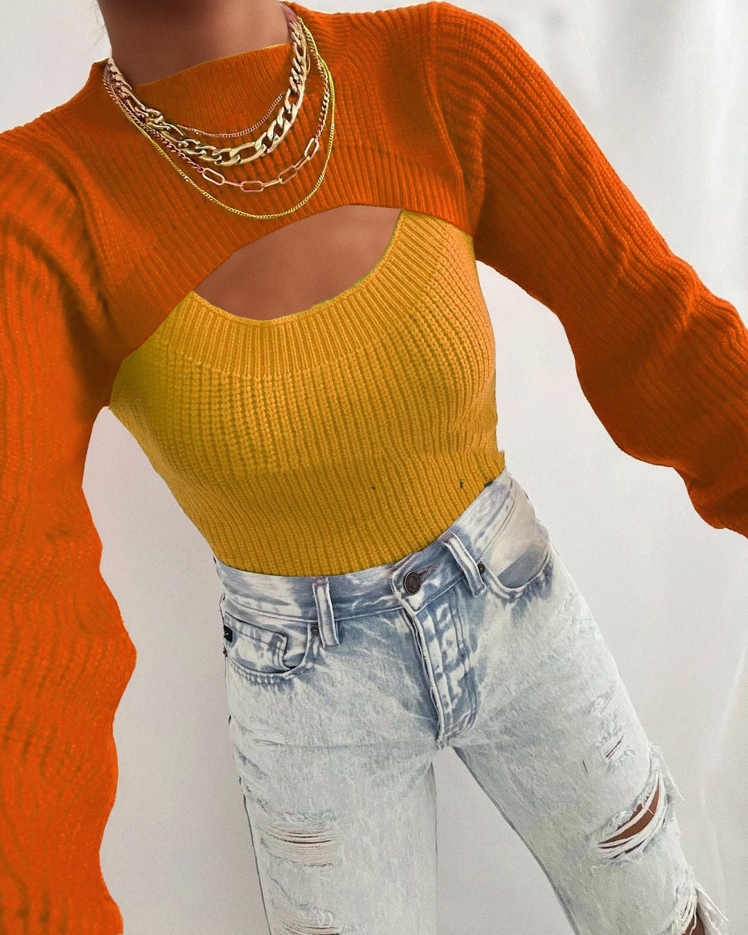 Early Autumn Sexy Topless Slim-fit Solid Color Wool Sweater Base Clothing