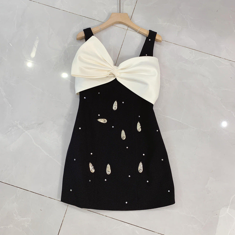 Western Style Contrast Color Bow Vest Dress