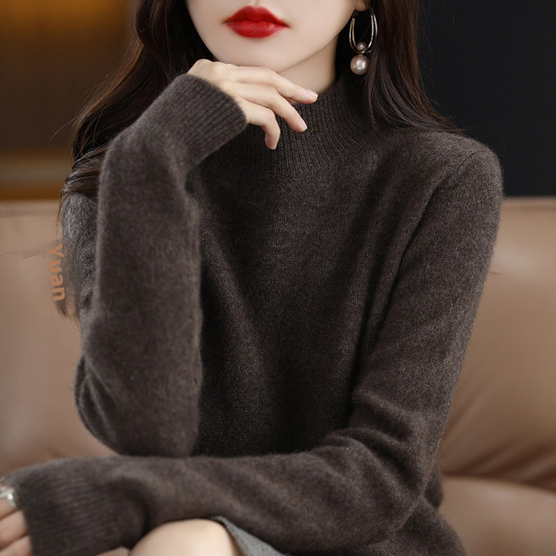 Autumn And Winter Sweater Half-high Collar Long Sleeves Women's Top Loose Slimming And All-matching