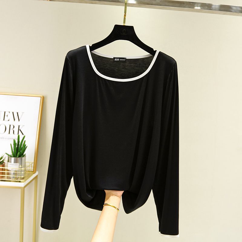 Modal Square Collar Long Sleeve Thin Shirt