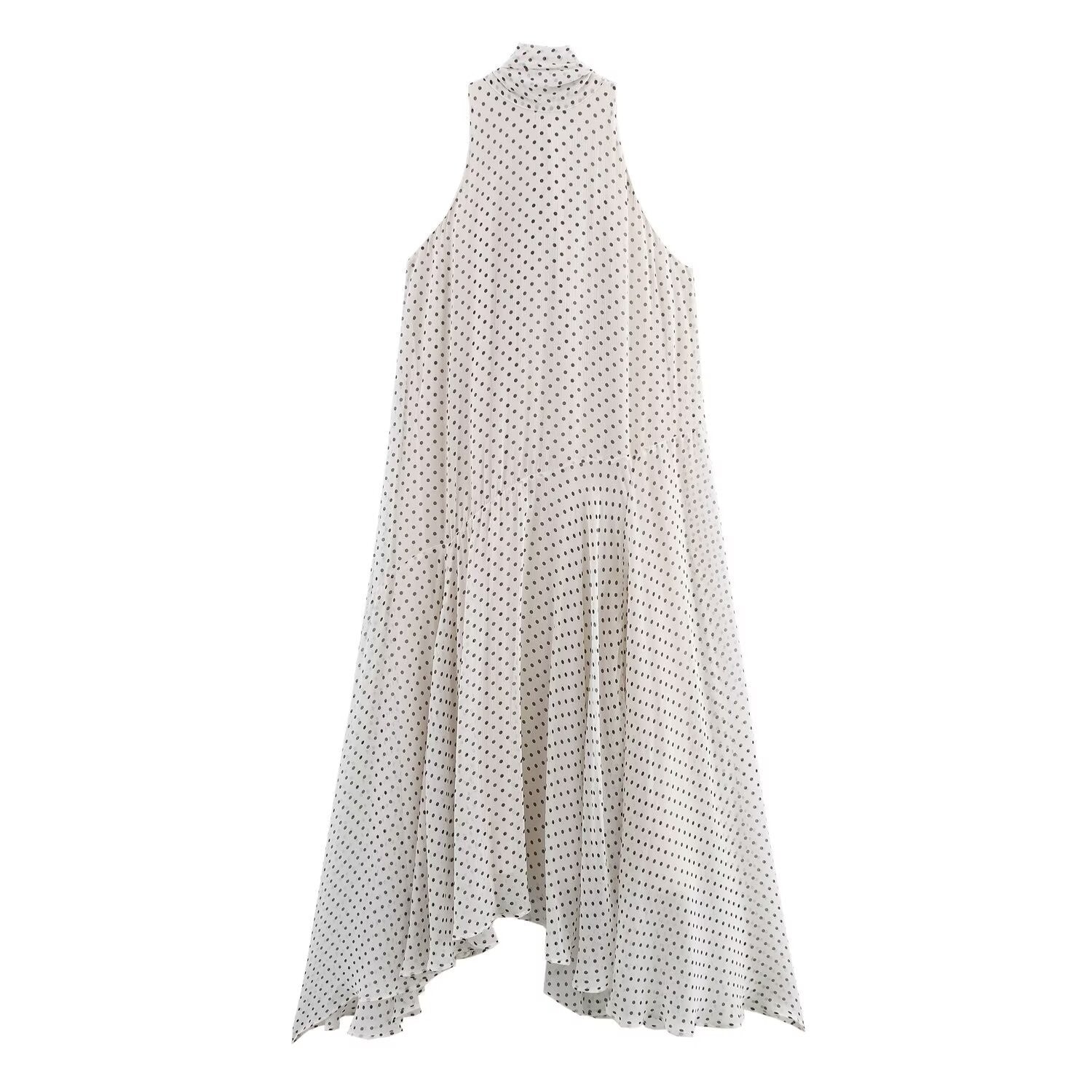 European And American Style Fashion Polka Dot Hanging Collar Dress