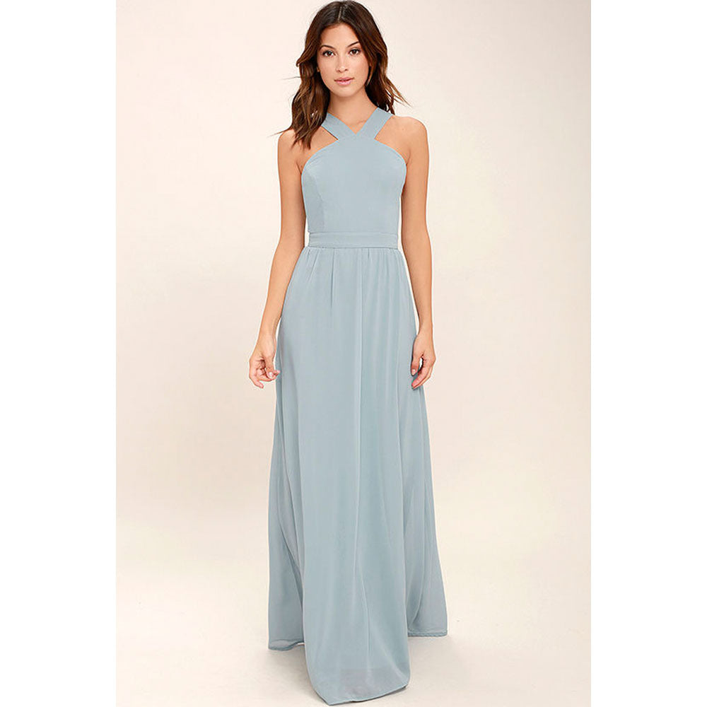 Elegant Cross Chest-wrapped Strapless Long Dress