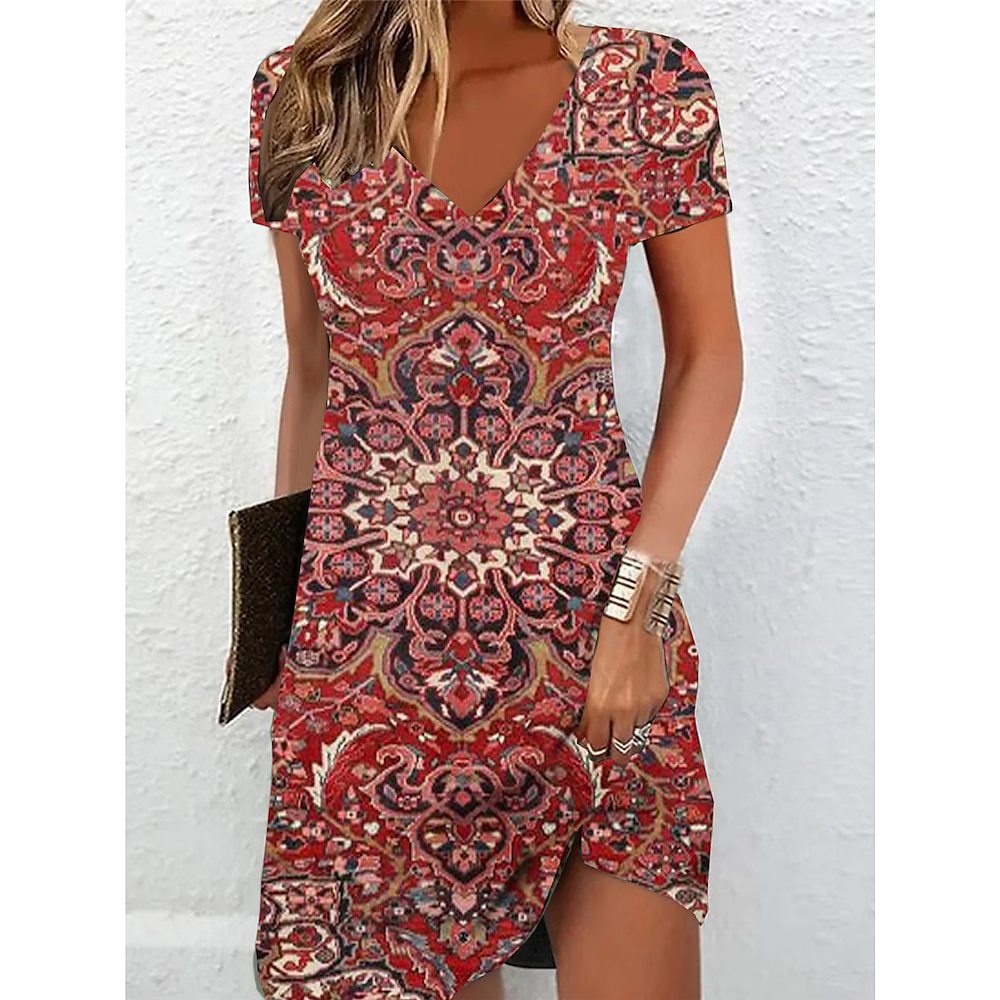 Women's T-shirt Dress Casual Floral Print