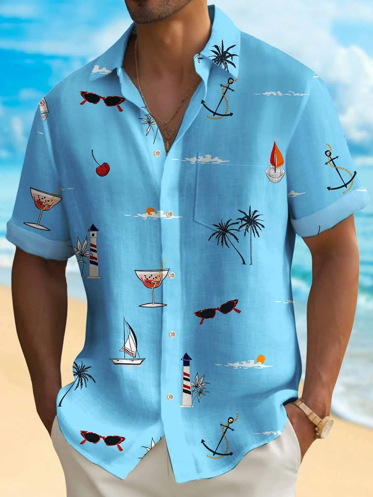 Men's Fashion Hawaiian Digital Printing Shirt