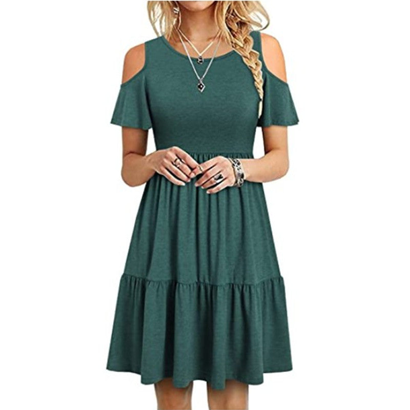 Women's Fashion Short Sleeve Off-shoulder Dress