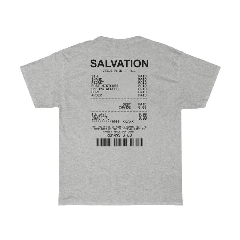 Women Salvation Back Print Bible Verse T-Shirts Oversized