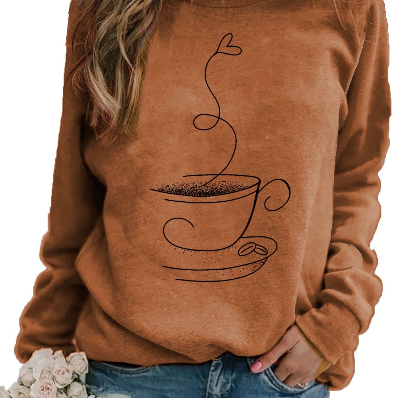 Women's Dynamic Graphic Print Crew Neck Sweater