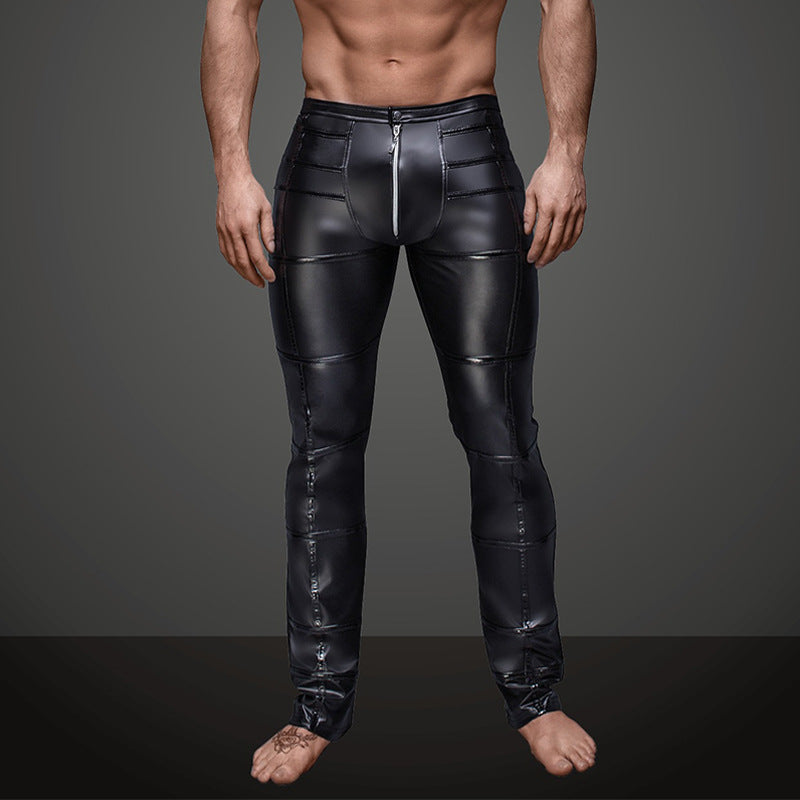 European And American Men's Sexy Leather Pants Performance Wear