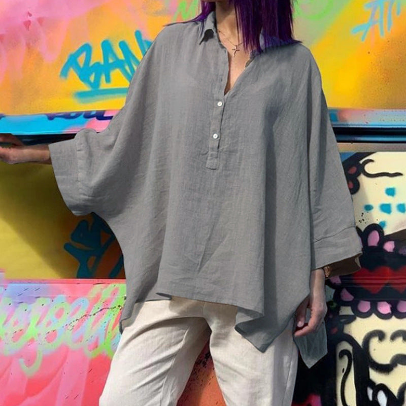 Batwing Clothes Loose Cotton And Linen Tops