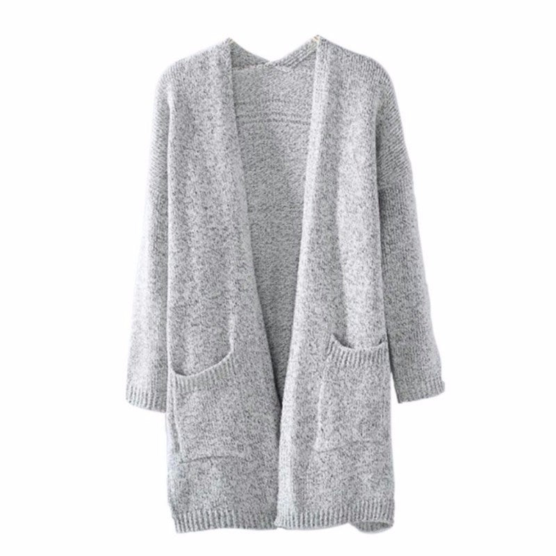 Cardigan Coat Women's Mid-length Long Sleeve Large Pocket Sweater