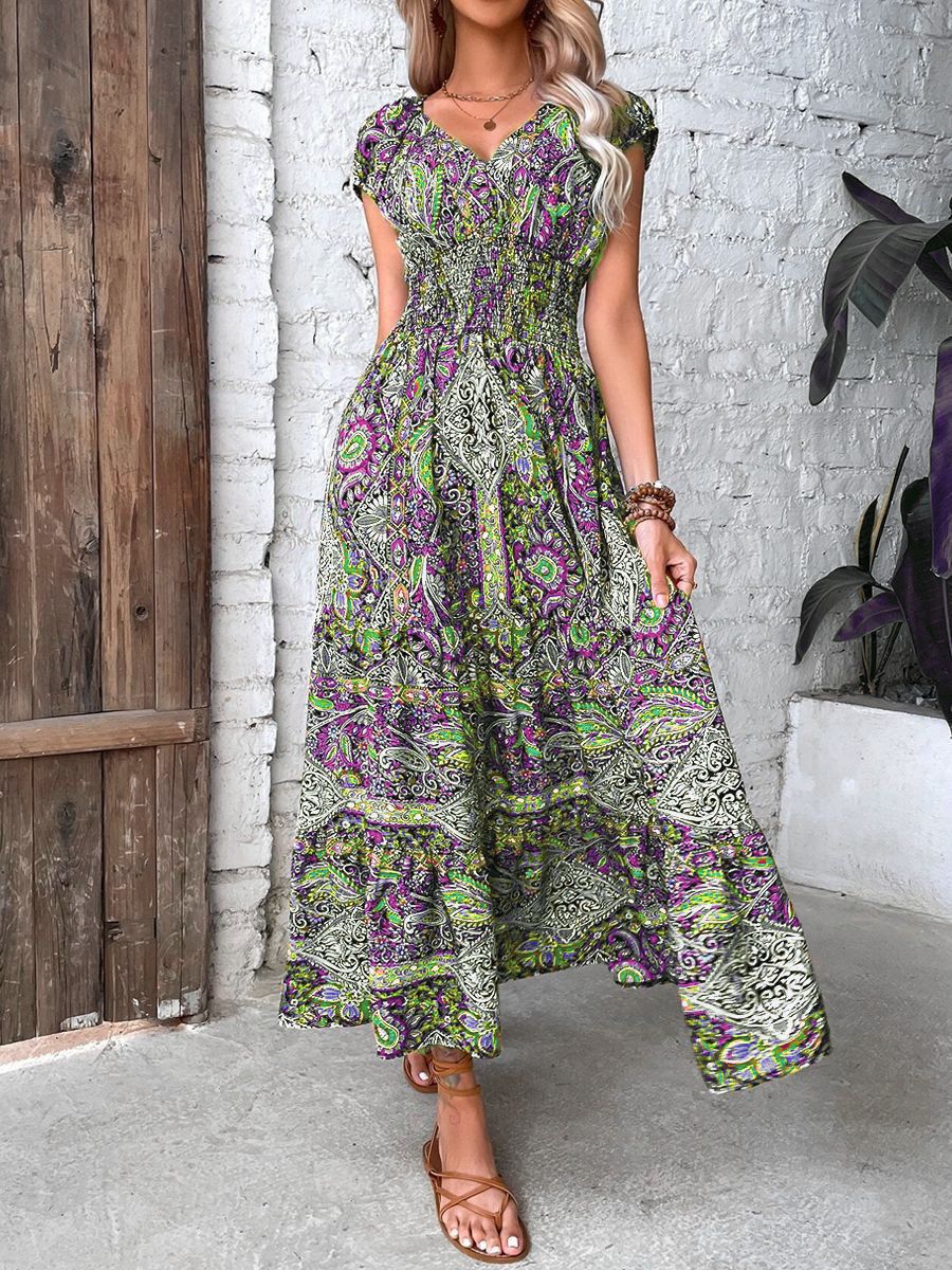 Women's Graceful And Fashionable High Waist Bohemian Dress