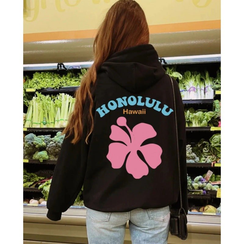 Drop-shoulder Sleeve Hoodie Women's Fashion Street Style