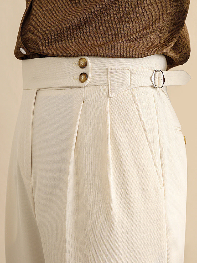 High Waist Straight Trousers Men's Business