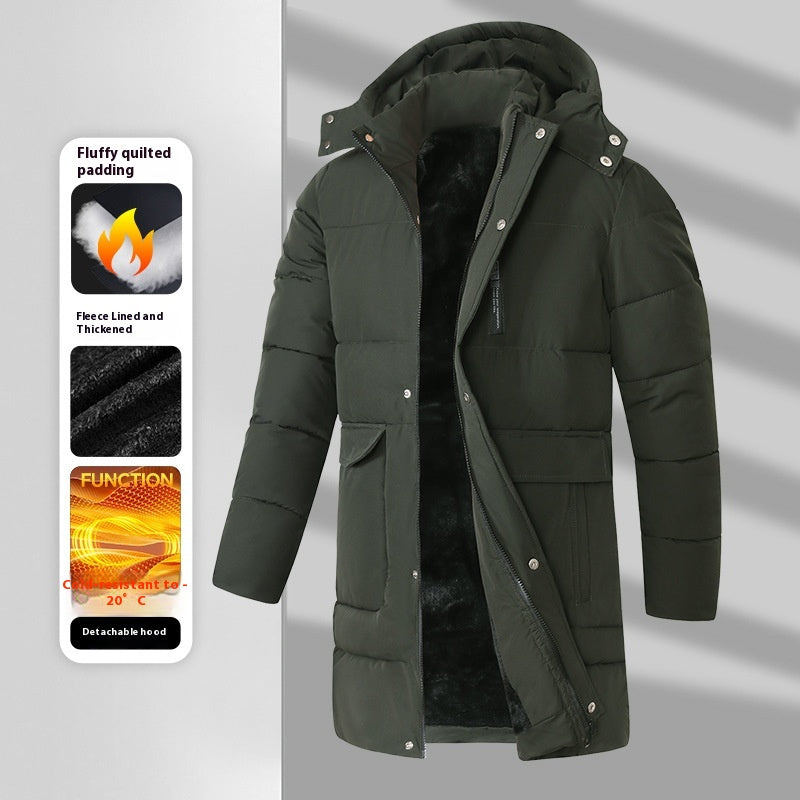 Fashionable Warm Long Velvet Padded Thickened Coat