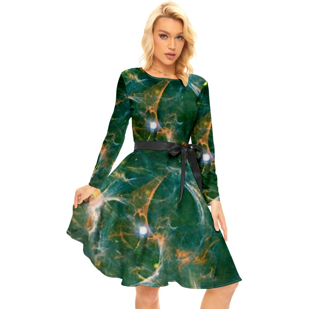 Halloween Pattern Tropical Plant Print Female Dress