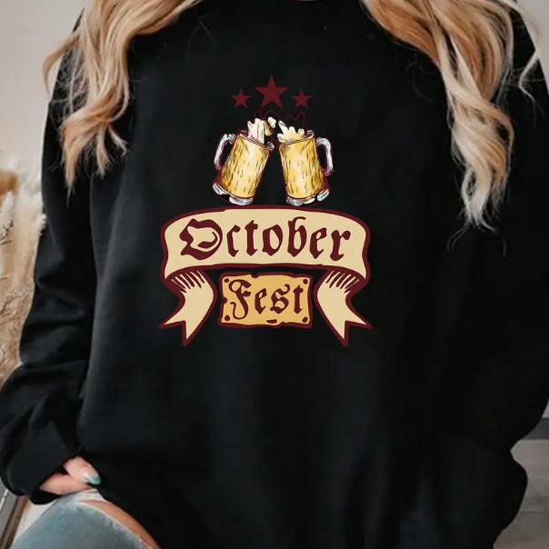 Printed European And American Fleece Hooded Sweatshirt