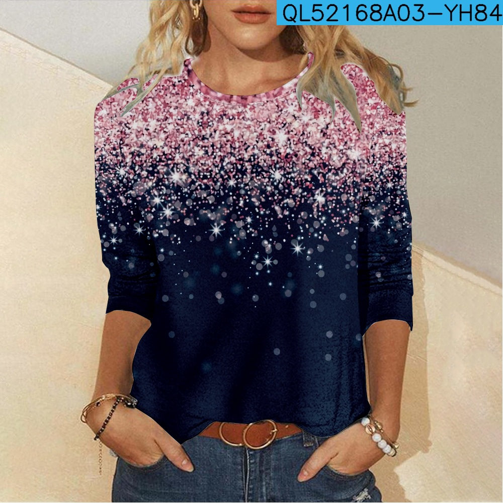 3D Digital Printing Casual Long-sleeved Women's T-shirt