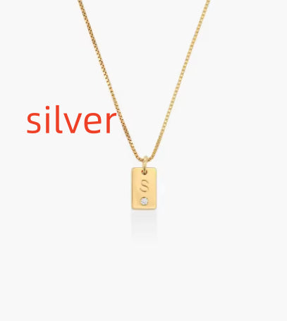Mini Small Square Custom Initial Birthstone Necklace