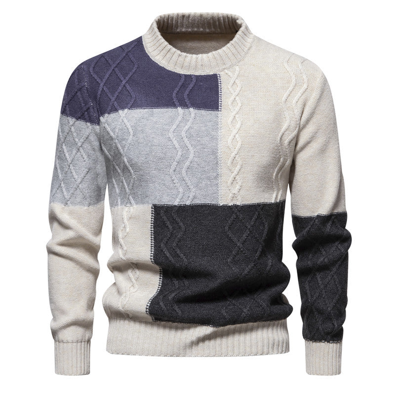 Color-block Crew Neck Knitwear For Men