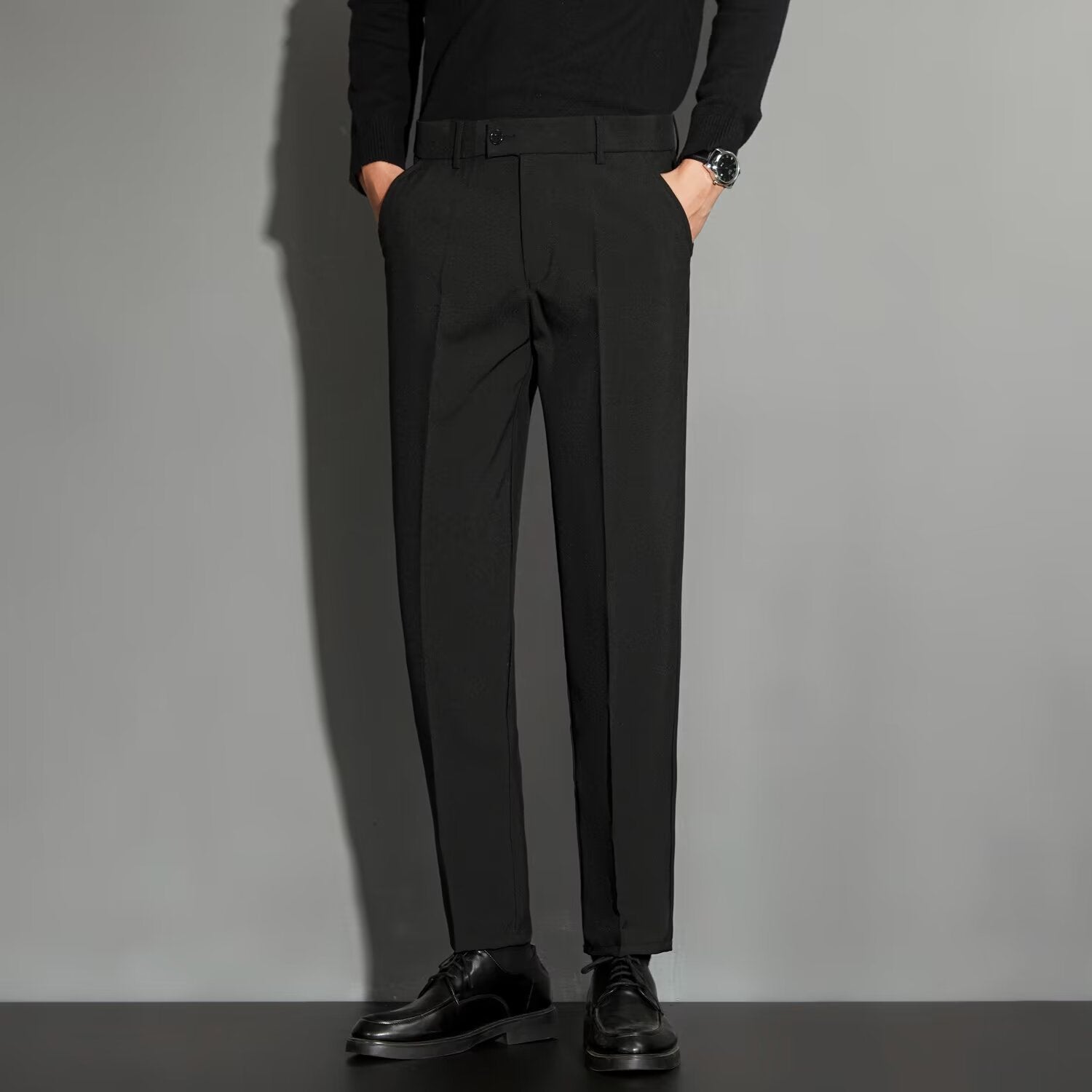 Spring Draping Effect Straight All-matching Ankle-length Suit Pants