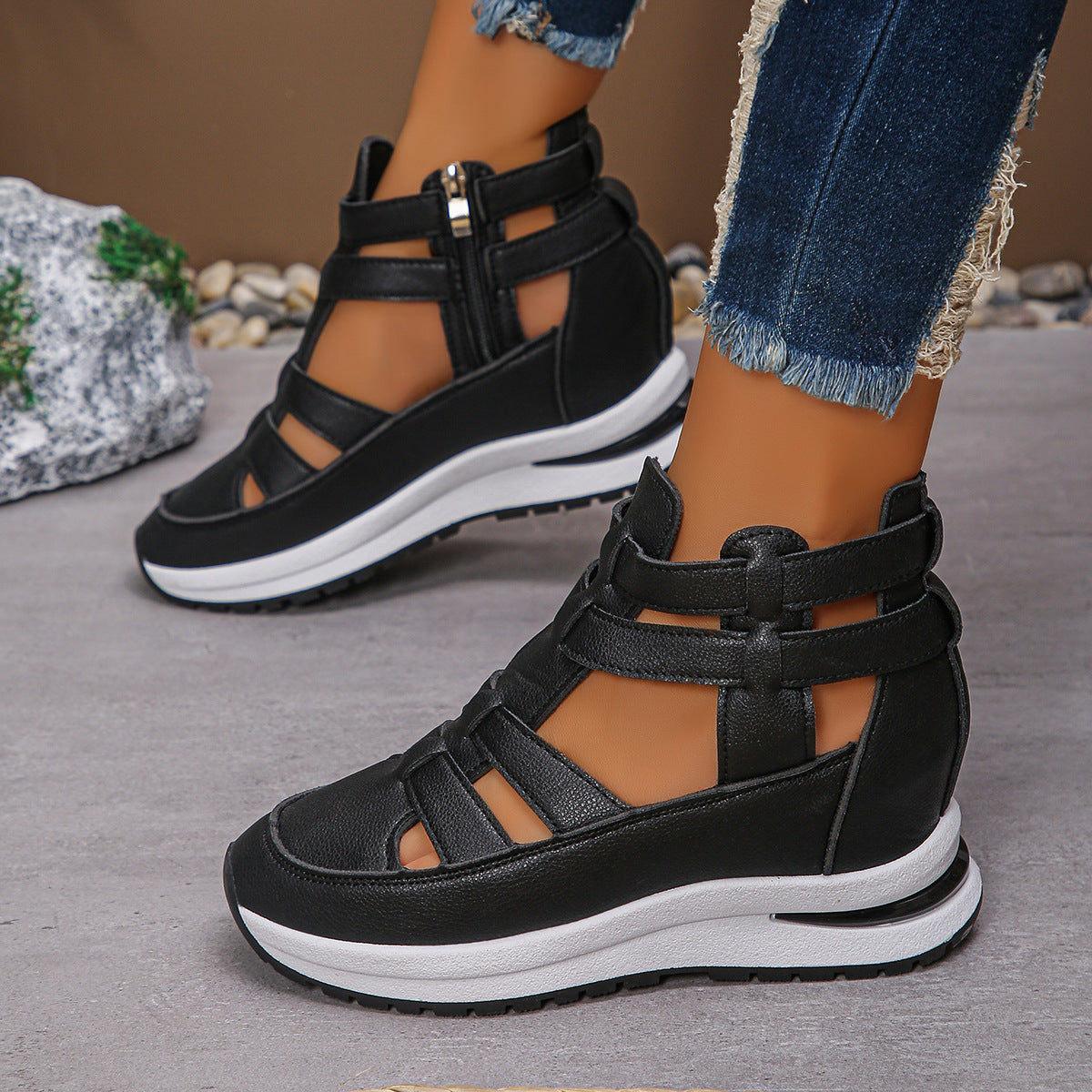 Women's Hollow-out Breathable Plus Size Sponge Cake Platform Sandals