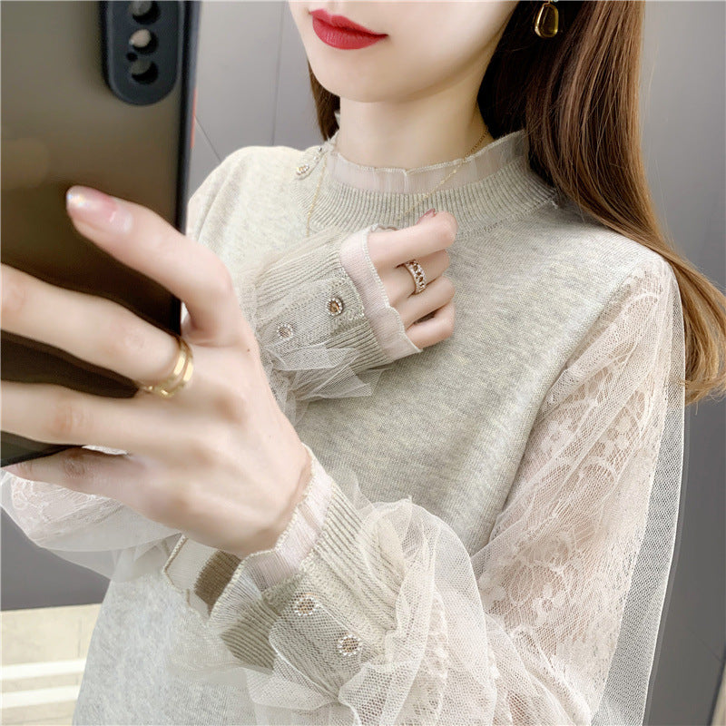 Lace Autumn And Winter Thin Loose Fashionable Stylish Sweater Short Knitted