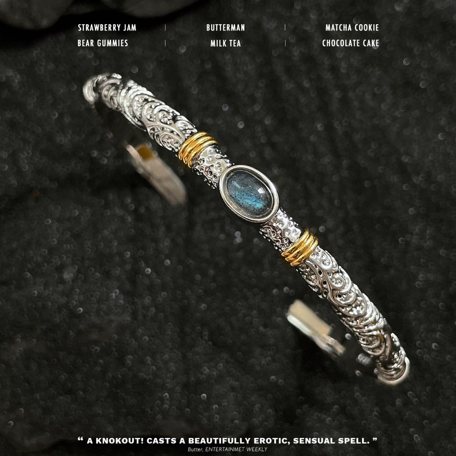 Gold And Silver Mixing Color Gray Moonlight Tang Grass Pattern Open-ended Bracelet Female