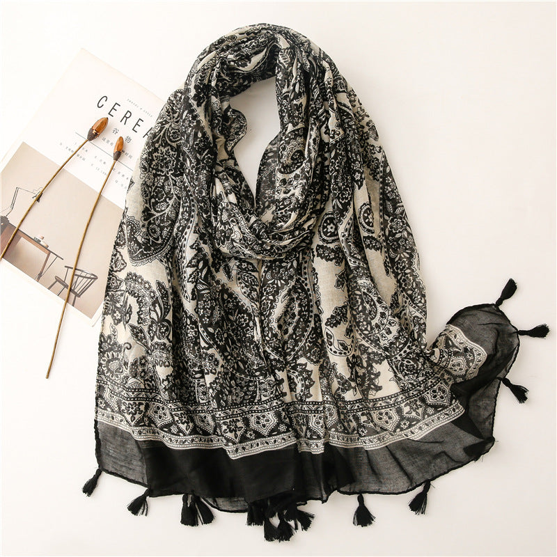 Creative Chinese Style Cotton And Linen Scarf