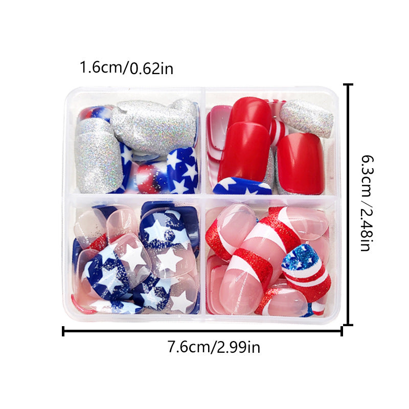 Wear Nail Finished American Five-pointed Star Independence Day Combination