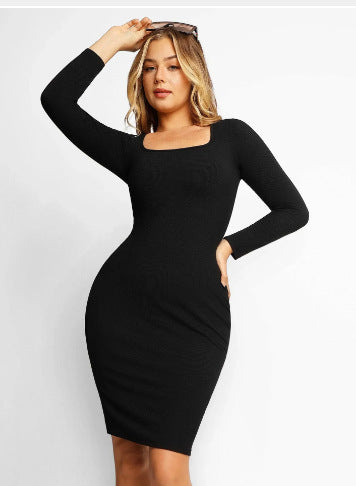 Belly Contracting Two-in-one Long Sleeve Body Shaping Dress