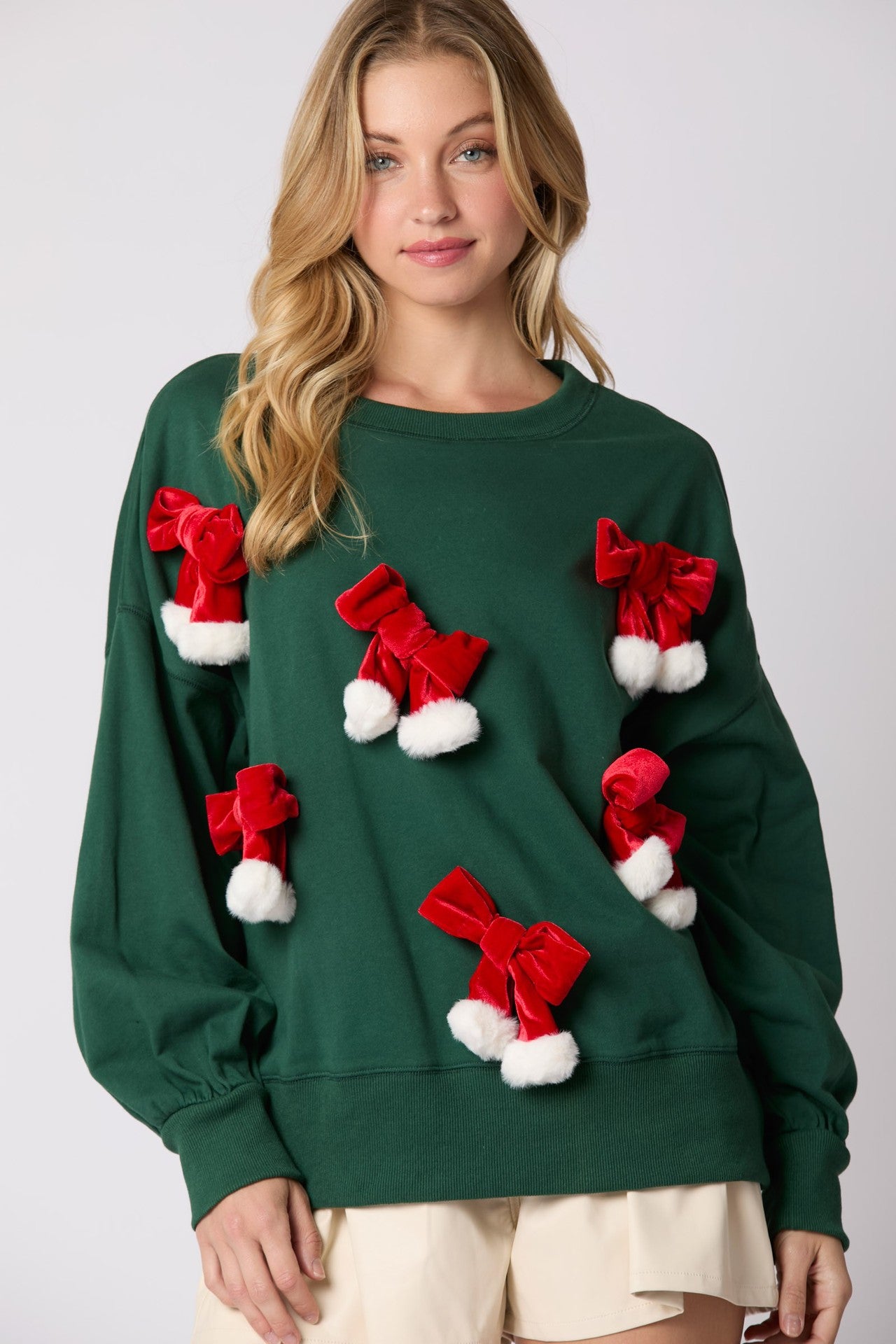 Christmas Bowknot Decorative Top Casual Long Sleeve Sweatshirt