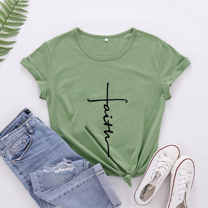 Women's Fashionable English Letter Short Sleeve Top