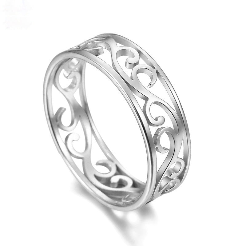 Vintage Filigree Stainless Steel Ring Hollow Elegant Gold Ring