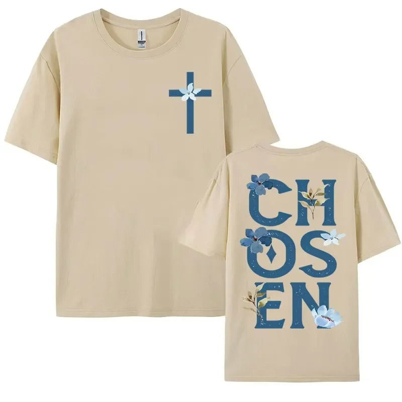 Chosen Floral Aesthetic Bible Verse T-shirts Women's Trendy