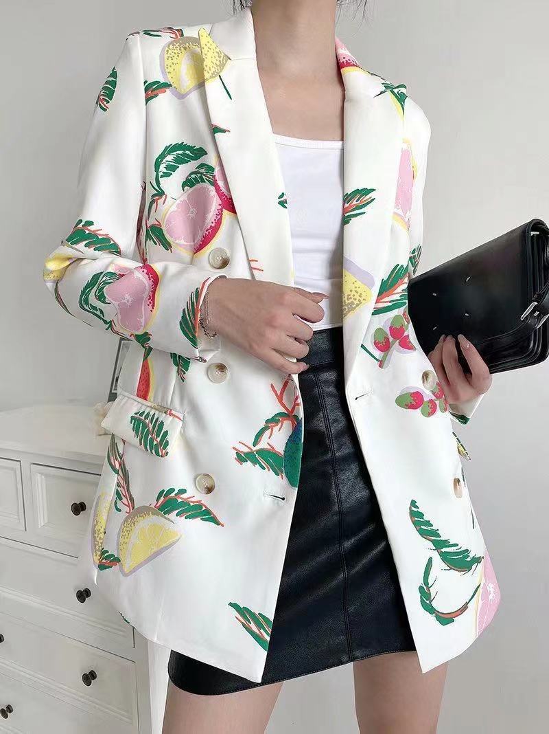 Women's Autumn Fresh Fruit Printed Small Suit