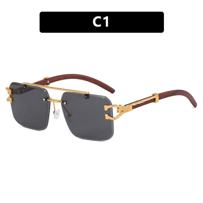 Double Beam Sunglasses Frameless Trimming Square