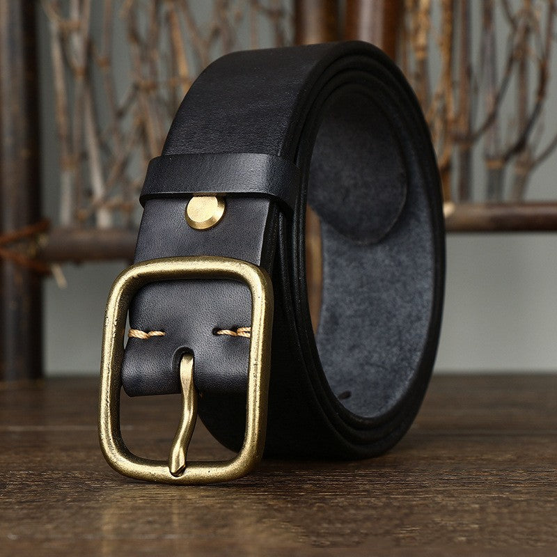Vintage Distressed Full-grain Pure Leather Belt