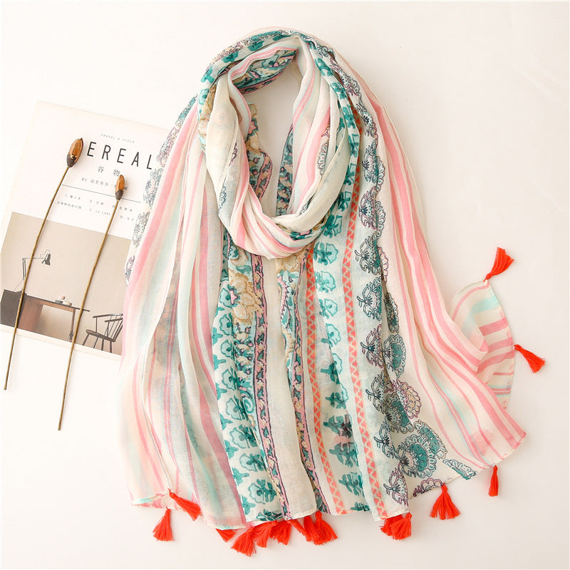 Creative Chinese Style Cotton And Linen Scarf