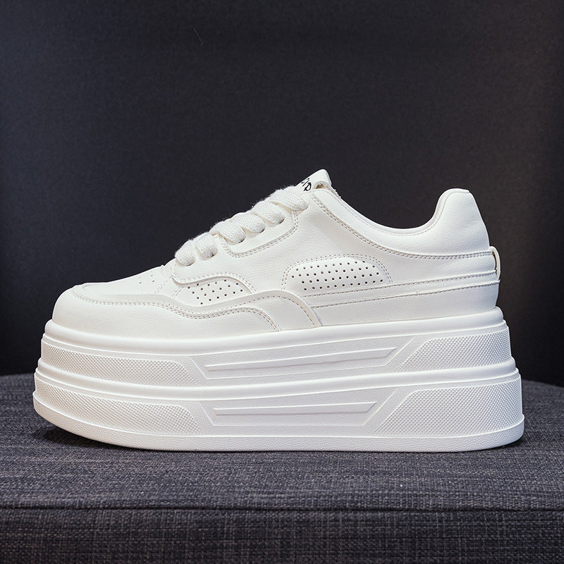 Leather Fashionable Platform Lace-up Casual Shoes