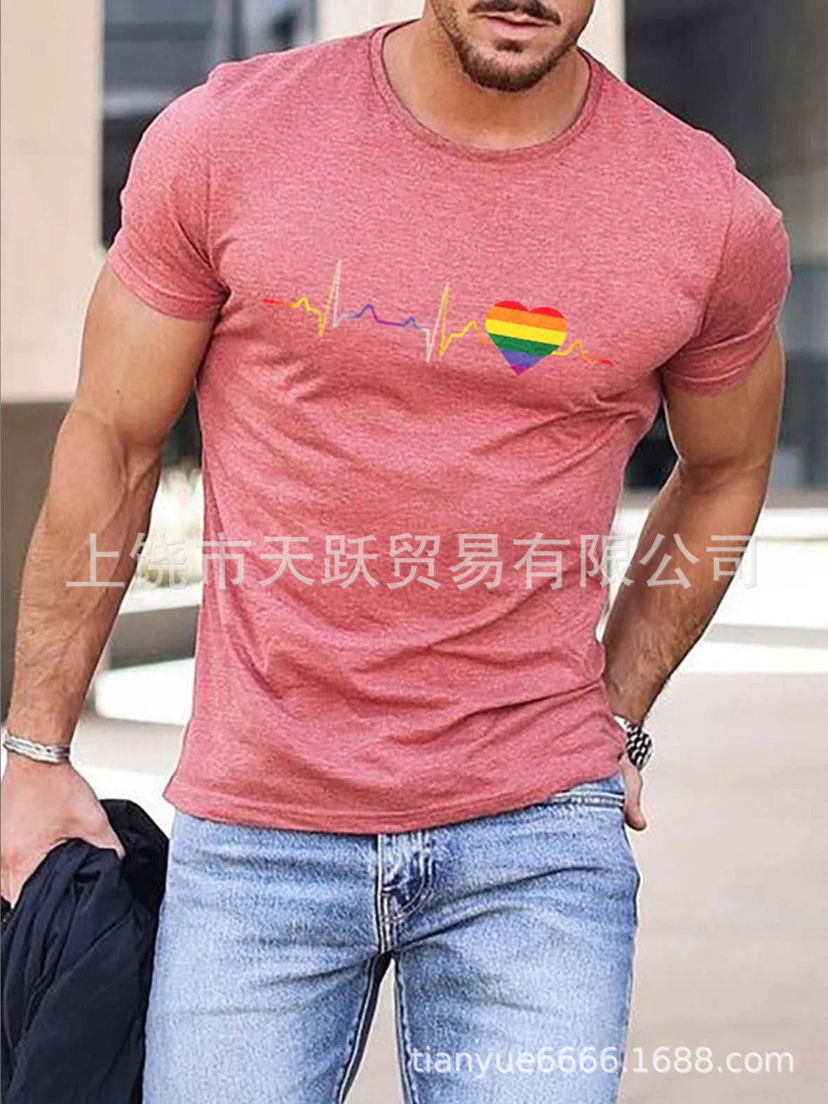 Men's Short-sleeved Shirt Fashion Casual Printing 3D Letter T-shirt