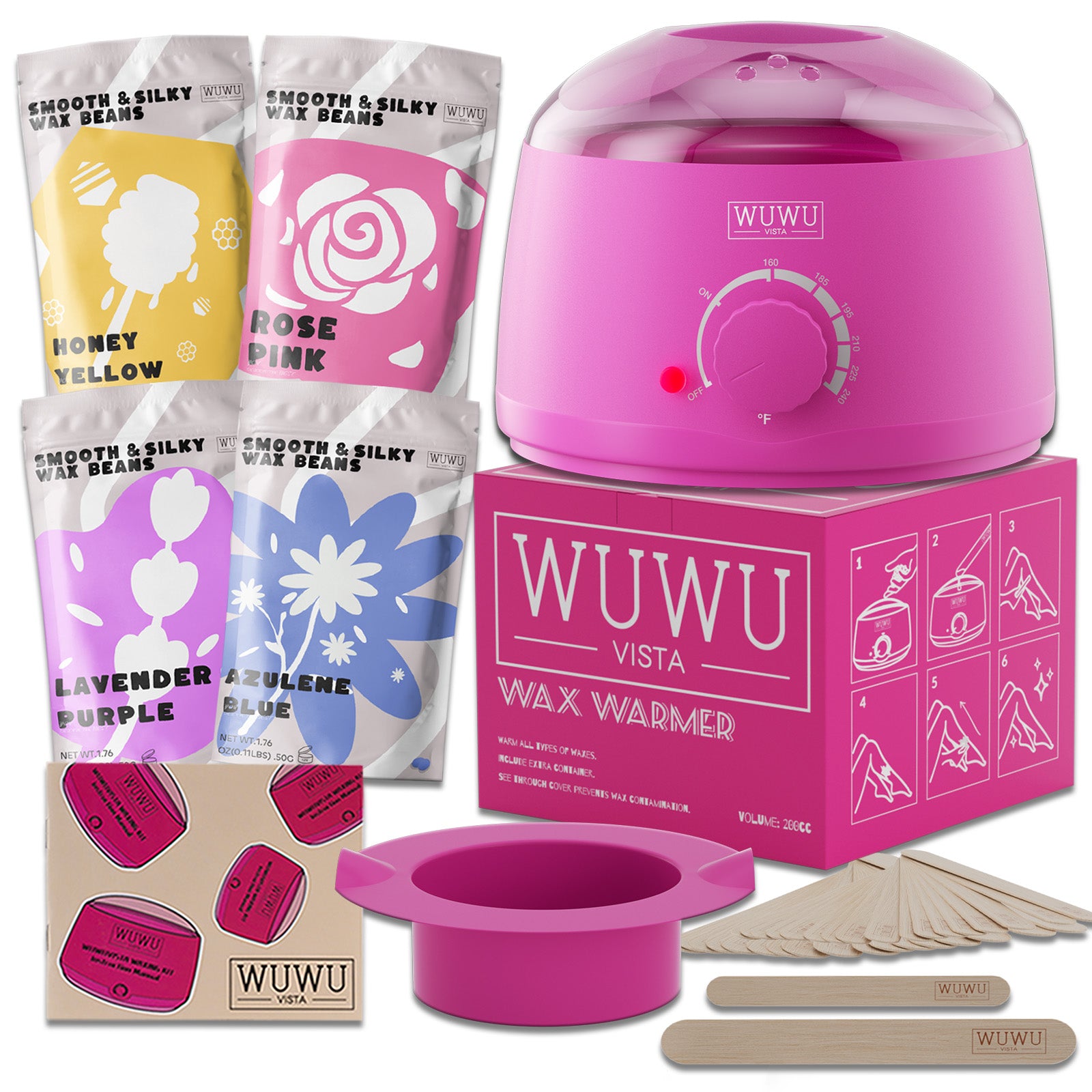 27pc Hair Removal Set Hypoallergenic Wax Kit With Wax Beads, Wax Machine For Brazilian, Face, Body,Sensitive Skin