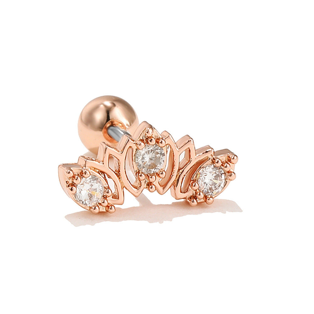 Rose Gold Stainless-steel Needle Micro Zircon-encrusted Stud Earrings Female