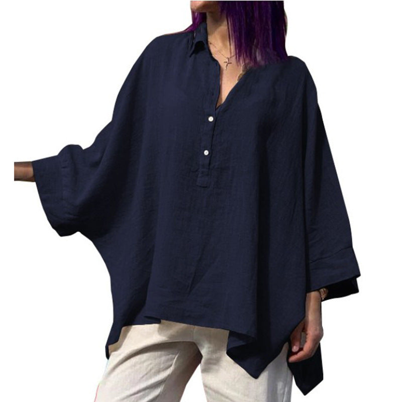 Batwing Clothes Loose Cotton And Linen Tops