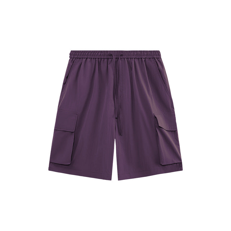 Wrinkle-feeling Workwear Shorts Mountain Camping Large Pocket Straight Shorts